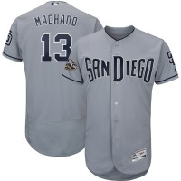San Diego San Diego Padres #13 Manny Machado Majestic Flex Base Authentic Stitched MLB Jersey Gray