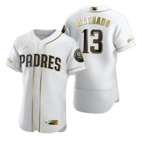 San Diego San Diego Padres #13 Manny Machado White Nike Men's Authentic Golden Edition MLB Jersey
