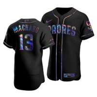 San Diego San Diego Padres #13 Manny Machado Men's Nike Iridescent Holographic Collection MLB Jersey - Black