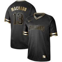 Nike San Diego Padres #13 Manny Machado Black Gold Authentic Stitched MLB Jersey