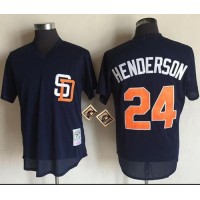 Mitchell And Ness 1996 San Diego Padres #24 Rickey Henderson Navy Blue Throwback Stitched MLB Jersey
