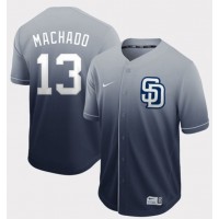 Nike San Diego Padres #13 Manny Machado Navy Fade Authentic Stitched MLB Jersey