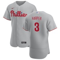 Philadelphia Philadelphia Phillies #3 Bryce Harper Men's Nike Gray Road 2020 Authentic Player MLB Jersey