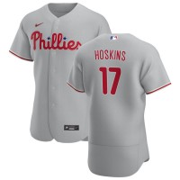 Philadelphia Philadelphia Phillies #17 Rhys Hoskins Men's Nike Gray Road 2020 Authentic Player MLB Jersey