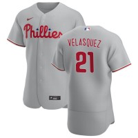 Philadelphia Philadelphia Phillies #21 Vince Velasquez Men's Nike Gray Road 2020 Authentic Player MLB Jersey