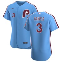Philadelphia Philadelphia Phillies #3 Bryce Harper Men's Nike Light Blue Alternate 2020 Authentic Player MLB Jersey