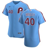 Philadelphia Philadelphia Phillies #40 Adam Haseley Men's Nike Light Blue Alternate 2020 Authentic Player MLB Jersey