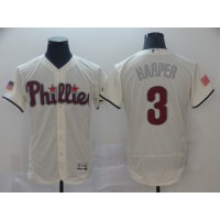 Philadelphia Philadelphia Phillies #3 Bryce Harper Cream Independence Day Flexbase Authentic Stitched MLB Jersey