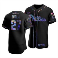Philadelphia Philadelphia Phillies #27 Aaron Nola Men's Nike Iridescent Holographic Collection MLB Jersey - Black
