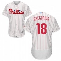 Philadelphia Phillies #18 Didi Gregorius White(Red Strip) Flexbase Authentic Collection Stitched MLB Jersey