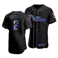 Philadelphia Philadelphia Phillies #2 Jean Segura Men's Nike Iridescent Holographic Collection MLB Jersey - Black