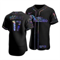 Philadelphia Philadelphia Phillies #17 Rhys Hoskins Men's Nike Iridescent Holographic Collection MLB Jersey - Black