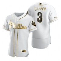 Philadelphia Philadelphia Phillies #3 Bryce Harper White Nike Men's Authentic Golden Edition MLB Jersey