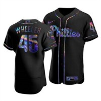 Philadelphia Philadelphia Phillies #45 Zack Wheeler Men's Nike Iridescent Holographic Collection MLB Jersey - Black