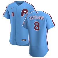 Philadelphia Philadelphia Phillies #8 Nick Castellanos Men's Nike Light Blue Alternate 2020 Authentic Player MLB Jersey