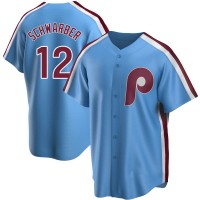 Philadelphia Philadelphia Phillies #12 Kyle Schwarber Men's Nike Light Blue Road Cooperstown Collection Replica Player Jersey