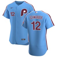 Philadelphia Philadelphia Phillies #12 Kyle Schwarber Men's Nike Light Blue Alternate 2020 Authentic Player MLB Jersey
