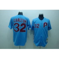 Mitchell and Ness Philadelphia Phillies #32 Steve Carlton Stitched Blue Throwback MLB Jersey