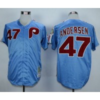 Mitchell And Ness Philadelphia Phillies #47 Larry Andersen Blue Throwback Stitched MLB Jersey