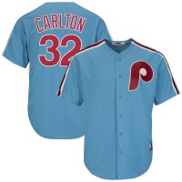 Philadelphia Philadelphia Phillies #32 Steve Carlton Majestic Cooperstown Collection Cool Base Player Jersey Light Blue