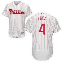 Philadelphia Phillies #4 Jimmie Foxx White(Red Strip) Flexbase Authentic Collection Stitched MLB Jersey