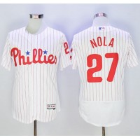 Philadelphia Phillies #27 Aaron Nola White(Red Strip) Flexbase Authentic Collection Stitched MLB Jersey