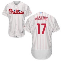 Philadelphia Phillies #17 Rhys Hoskins White(Red Strip) Flexbase Authentic Collection Stitched MLB Jersey