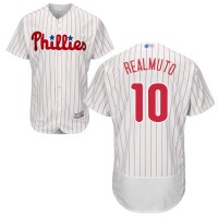 Philadelphia Phillies #10 J. T. Realmuto White(Red Strip) Flexbase Authentic Collection Stitched MLB Jersey