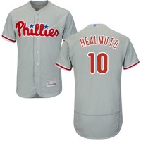 Philadelphia Phillies #10 J. T. Realmuto Grey Flexbase Authentic Collection Stitched MLB Jersey