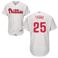 Philadelphia Phillies #25 Jim Thome White(Red Strip) Flexbase Authentic Collection Stitched MLB Jersey