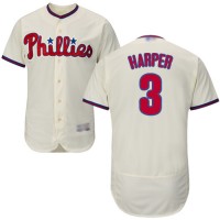 Philadelphia Phillies #3 Bryce Harper Cream Flexbase Authentic Collection Stitched MLB Jersey