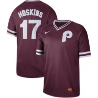 Nike Philadelphia Phillies #17 Rhys Hoskins Maroon Authentic Cooperstown Collection Stitched MLB Jersey