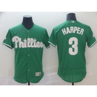 Philadelphia Phillies #3 Bryce Harper Green Flexbase Authentic Collection St. Patrick's Day Stitched MLB Jersey