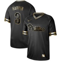 Nike Philadelphia Phillies #3 Bryce Harper Black Gold Authentic Stitched MLB Jersey