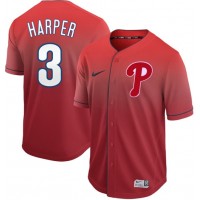 Nike Philadelphia Phillies #3 Bryce Harper Red Fade Authentic Stitched MLB Jersey
