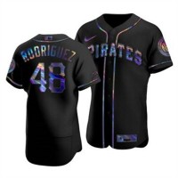 Pittsburgh Pittsburgh Pirates #48 Richard Rodriguez Men's Nike Iridescent Holographic Collection MLB Jersey - Black