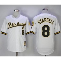 Mitchell And Ness 1990-1997 Pittsburgh Pirates #8 Willie Stargell White Throwback Stitched MLB Jersey