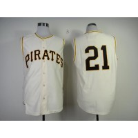 Mitchell And Ness 1960 Pittsburgh Pirates #21 Roberto Clemente Cream Throwback Stitched MLB Jersey