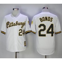 Mitchell And Ness 1990-1997 Pittsburgh Pirates #24 Barry Bonds White Throwback Stitched MLB Jersey
