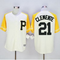 Pittsburgh Pirates #21 Roberto Clemente Cream/Gold Exclusive New Cool Base Stitched MLB Jersey