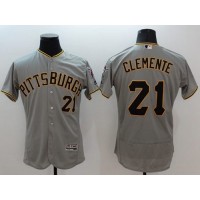 Pittsburgh Pirates #21 Roberto Clemente Grey Flexbase Authentic Collection Stitched MLB Jersey