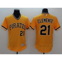 Pittsburgh Pirates #21 Roberto Clemente Gold Flexbase Authentic Collection Cooperstown Stitched MLB Jersey