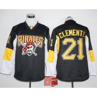Pittsburgh Pirates #21 Roberto Clemente Black Long Sleeve Stitched MLB Jersey