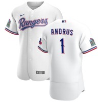 Texas Texas Rangers #1 Elvis Andrus Men's Nike White Home 2020 Authentic Patch Player MLB Jersey