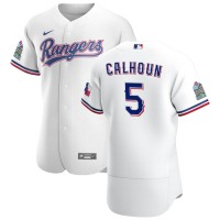 Texas Texas Rangers #5 Willie Calhoun Men's Nike White Home 2020 Authentic Patch Player MLB Jersey