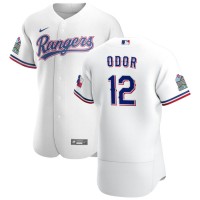 Texas Texas Rangers #12 Rougned Odor Men's Nike White Home 2020 Authentic Patch Player MLB Jersey