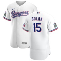 Texas Texas Rangers #15 Nick Solak Men's Nike White Home 2020 Authentic Patch Player MLB Jersey