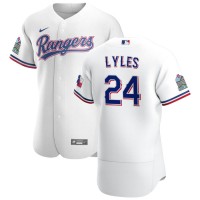 Texas Texas Rangers #24 Jordan Lyles Men's Nike White Home 2020 Authentic Patch Player MLB Jersey