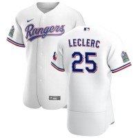 Texas Texas Rangers #25 Jose Leclerc Men's Nike White Home 2020 Authentic Patch Player MLB Jersey