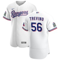 Texas Texas Rangers #56 Jose Trevino Men's Nike White Home 2020 Authentic Patch Player MLB Jersey